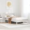 White Bed Frame with Headboard - Solid Pine 90x200 cm