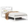 White Bed Frame with Headboard - Solid Pine 90x200 cm