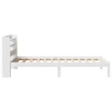 White Bed Frame with Headboard - Solid Pine 90x200 cm