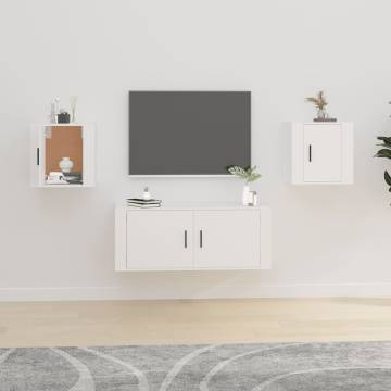 Wall Mounted TV Cabinets - 2 pcs White | Stylish Storage