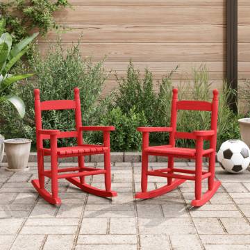 Children's Rocking Chairs - 2 pcs Red Solid Wood | HipoMarket