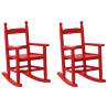 Children's Rocking Chairs - 2 pcs Red Solid Wood | HipoMarket