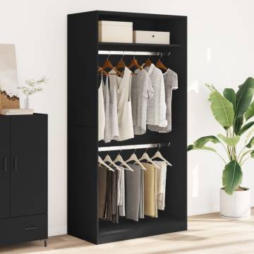 Wardrobe Black 100x50x200 cm – Durable Engineered Wood