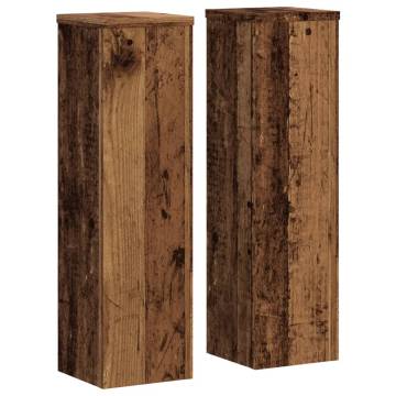 Stylish Plant Stand - 2pcs Old Wood 17x17x60 cm | HipoMarket