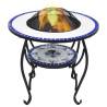 Mosaic Fire Pit Table Blue and White 68 cm Ceramic Colour blue 