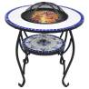 Mosaic Fire Pit Table - Blue & White Ceramic - 68 cm | HipoMarket