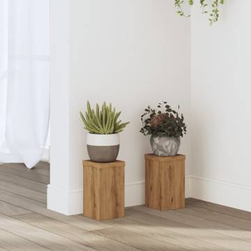 Artisian Oak Plant Stands - 2 pcs | Durable Engineered Wood