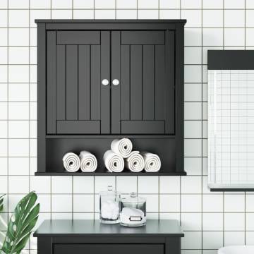 Bathroom Wall Cabinet BERG Black - Solid Pine Wood Storage