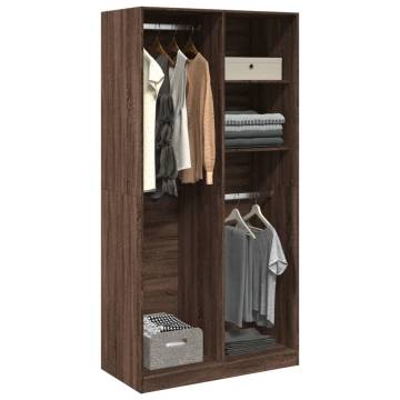 Stylish Brown Oak Wardrobe - 100x50x200 cm - Engineered Wood