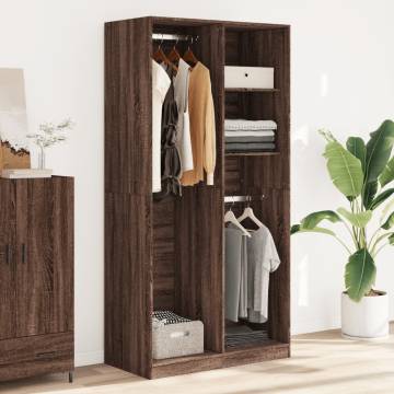 Stylish Brown Oak Wardrobe - 100x50x200 cm - Engineered Wood