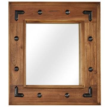 Mirror Solid Acacia Wood 50x50 cm - Vintage Charm for Home