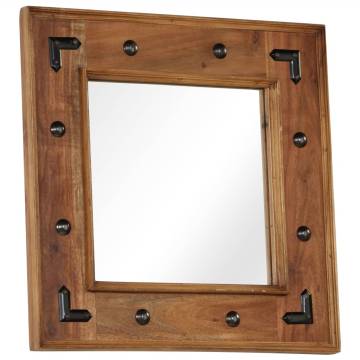 Mirror Solid Acacia Wood 50x50 cm - Vintage Charm for Home