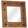 Mirror Solid Acacia Wood 50x50 cm - Vintage Charm for Home