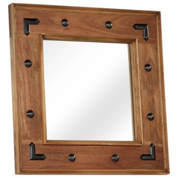 Mirror Solid Acacia Wood 50x50 cm - Vintage Charm for Home