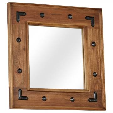 Mirror Solid Acacia Wood 50x50 cm - Vintage Charm for Home