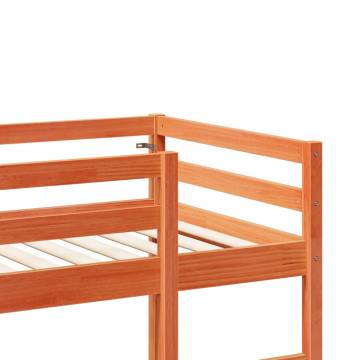 Loft Bed Frame with Desk - Wax Brown Solid Pine 90x200 cm