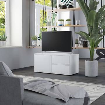 Stylish White TV Cabinet - 80x34x36 cm Engineered Wood