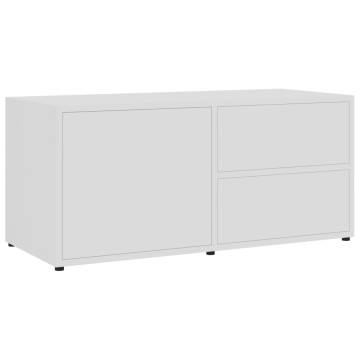 Stylish White TV Cabinet - 80x34x36 cm Engineered Wood