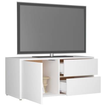 Stylish White TV Cabinet - 80x34x36 cm Engineered Wood