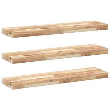 Floating Shelves 3 pcs | Untreated Solid Wood Acacia - Hipomarket