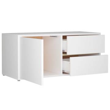 Stylish White TV Cabinet - 80x34x36 cm Engineered Wood