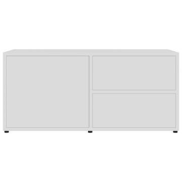 Stylish White TV Cabinet - 80x34x36 cm Engineered Wood