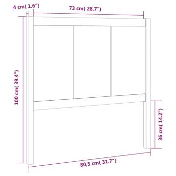 White Bed Headboard - Solid Pine Wood 80.5x4x100 cm | Hipomarket