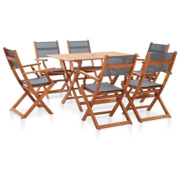 7 Piece Outdoor Dining Set - Grey Solid Eucalyptus Wood