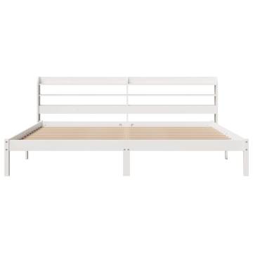 White Bed Frame with Headboard 180x200 cm Super King - Hipomarket