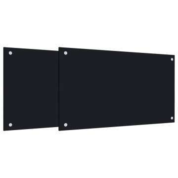 Black Tempered Glass Kitchen Backsplashes - 70x60 cm (Set of 2)