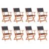 Folding Garden Chairs 8 pcs Black Solid Eucalyptus Wood&Textilene Colour black Quantity in Package 8 