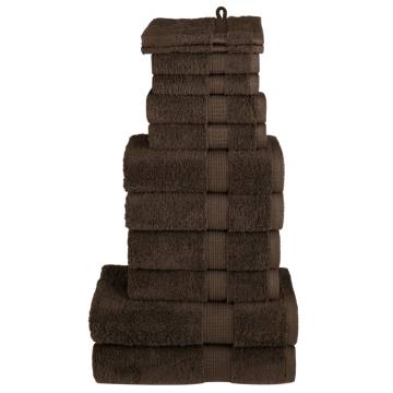 12 Piece Premium Towel Set SOLUND Brown - 600 gsm Quality