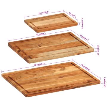 3 Piece Solid Wood Acacia Chopping Board Set | HipoMarket