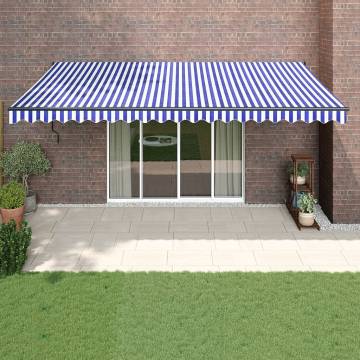 Retractable Blue & White Awning 5x3m | Durable & Stylish