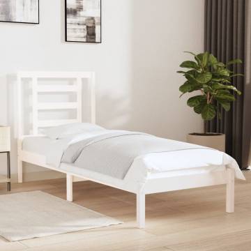 White Solid Wood Bed Frame 75x190 cm - Modern Style