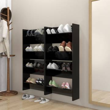 Wall Shoe Cabinets - 4 pcs Black | Stylish Storage Solution