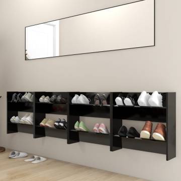 Wall Shoe Cabinets - 4 pcs Black | Stylish Storage Solution