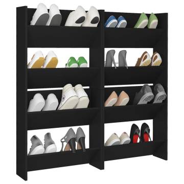 Wall Shoe Cabinets - 4 pcs Black | Stylish Storage Solution