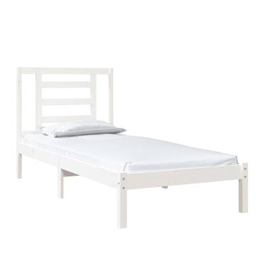 White Solid Wood Bed Frame 75x190 cm - Modern Style