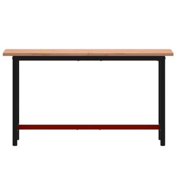 Workbench 150x55 cm - Solid Wood Beech & Sturdy Metal Frame