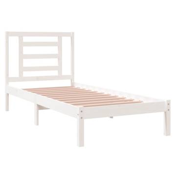 White Solid Wood Bed Frame 75x190 cm - Modern Style