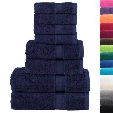 8 Piece Premium Towel Set SOLUND Navy Blue - 600 GSM Quality