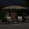 Garden Parasol with LEDs & Steel Pole - Brown 269x269 cm