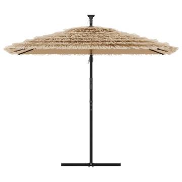 Garden Parasol with LEDs & Steel Pole - Brown 269x269 cm