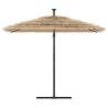 Garden Parasol with LEDs & Steel Pole - Brown 269x269 cm