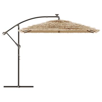 Garden Parasol with LEDs & Steel Pole - Brown 269x269 cm