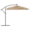 Garden Parasol with LEDs & Steel Pole - Brown 269x269 cm