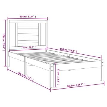 White Solid Wood Bed Frame 75x190 cm - Modern Style