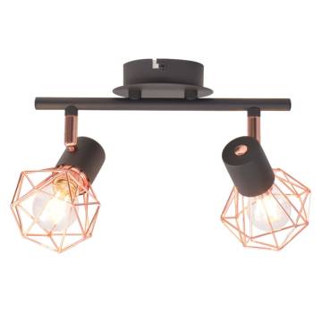 Industrial Ceiling Lamp with 2 E14 Spotlights - Black & Copper