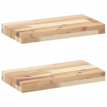 Floating Shelves 2 Pcs | Solid Acacia Wood | 60x20x4 cm